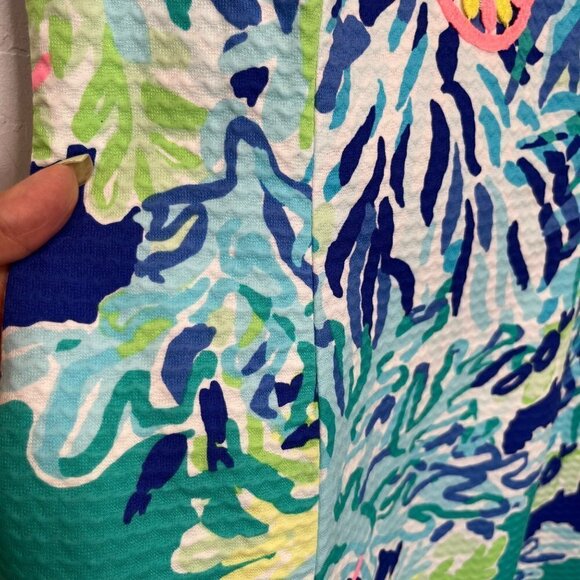 Lilly Pulitzer Pearl Shift Dress Blue Floral Size 00 Embroidered Halter Neckline - Picture 5 of 9